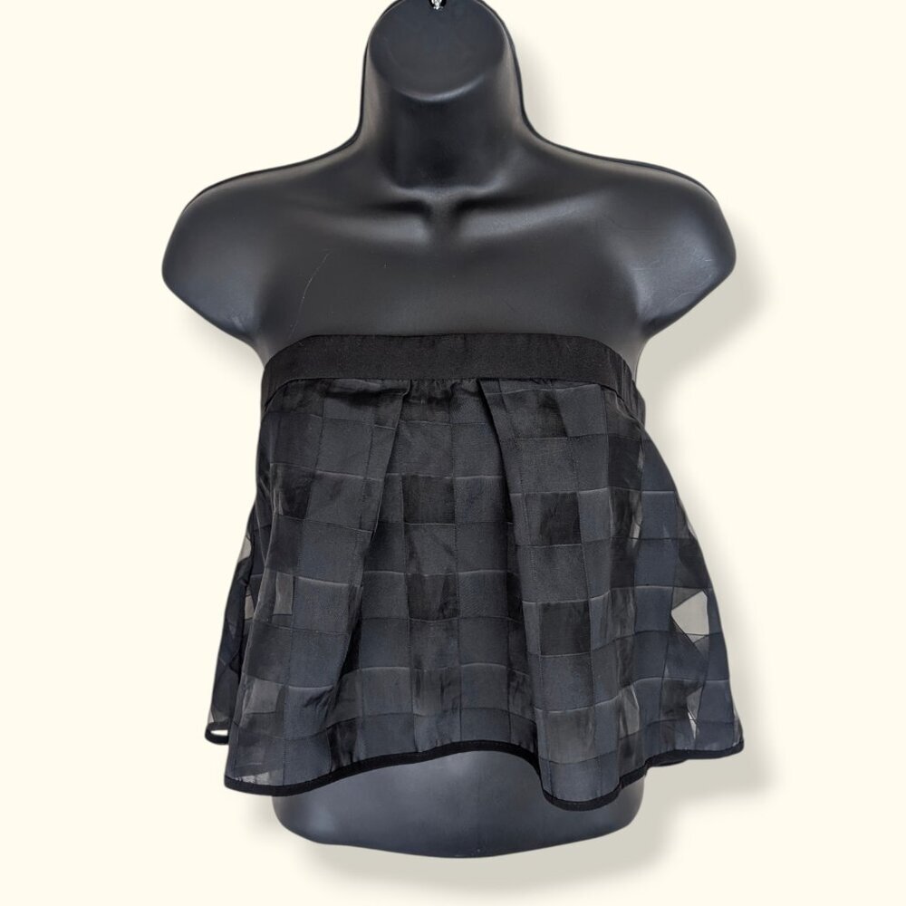 Runaway Sheer Black Check Strapless Crop Top